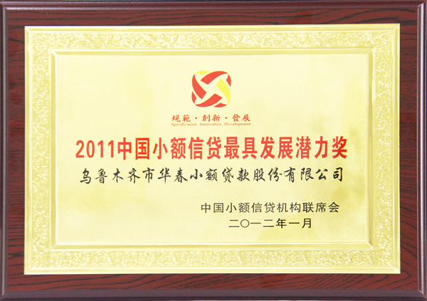2011中國(guó)小額貸款最具發(fā)展?jié)摿Κ?jiǎng)